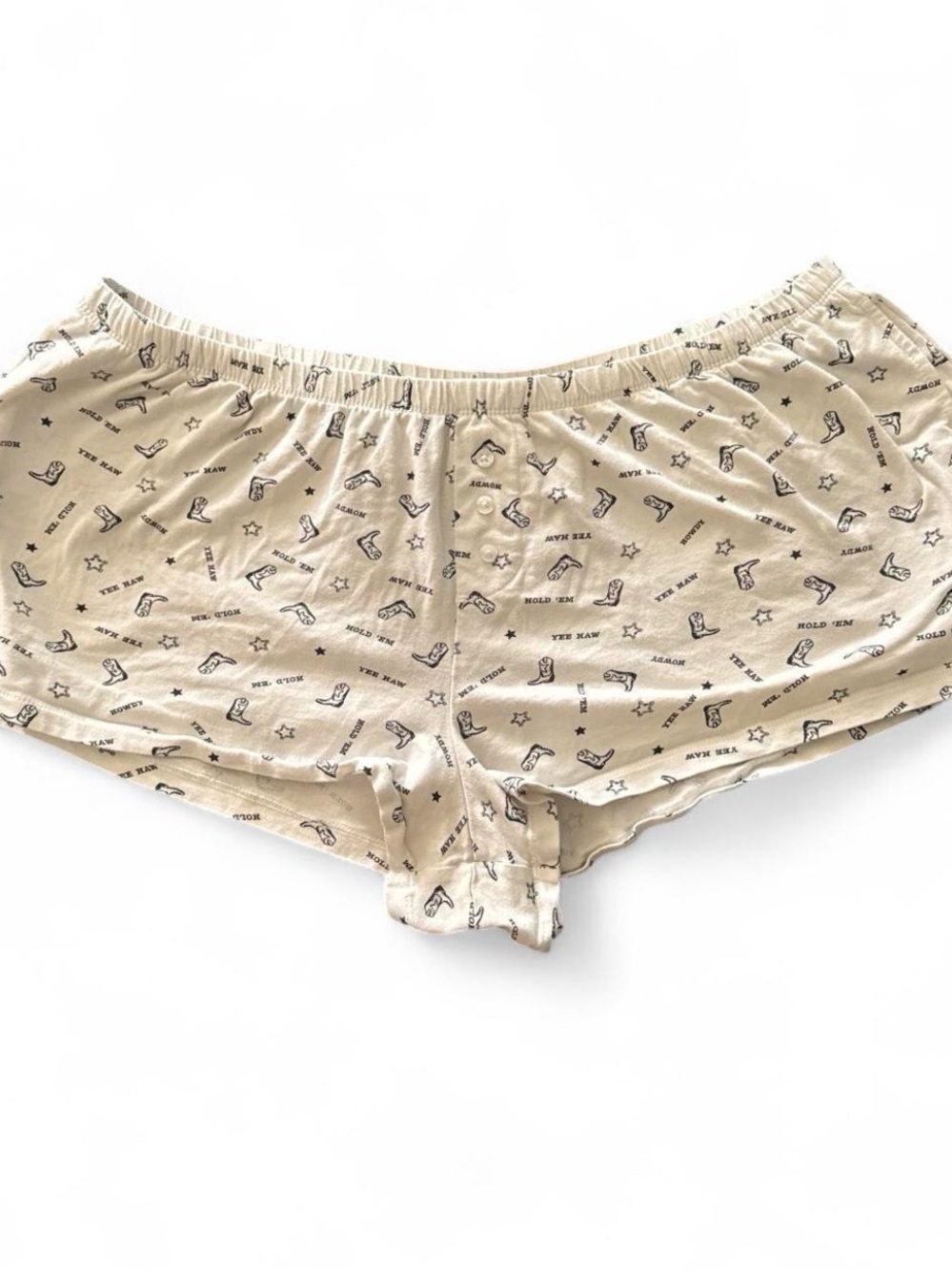 Women’s Beige Cotton Sleep Shorts - Printed Lounge Shorts